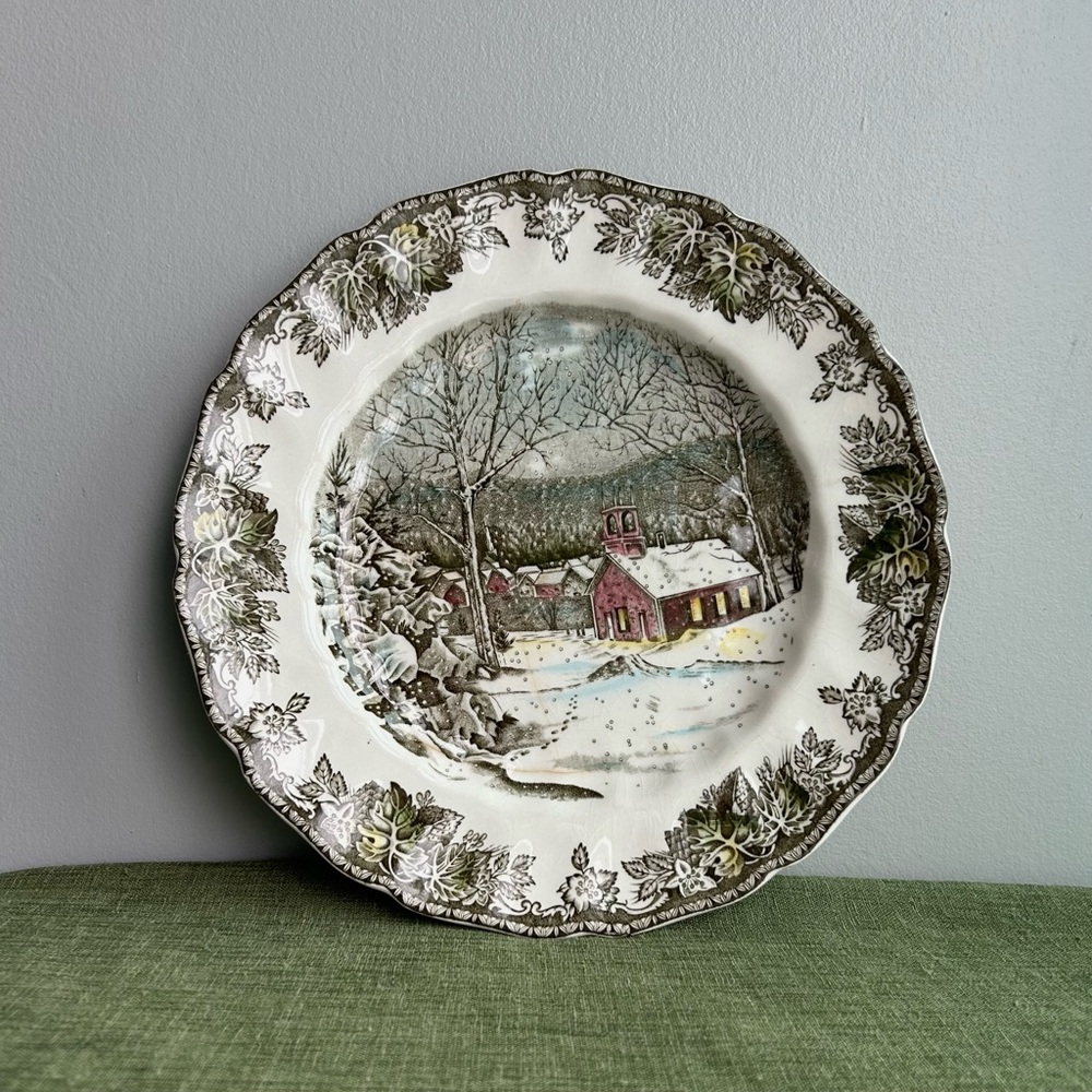 (2) JOHNSON BROTHERS friendly village transfer ware ironstone dinner plate